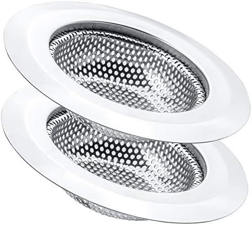 2 Pcs Kitchen Sink Strainer, Stainless Steel Drain Cover, Large Wide Rim 4.5" Diameter, Anti Clog... | Amazon (US)