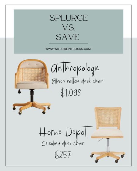 Get the look for less - boho rattan swivel desk chair

#LTKhome