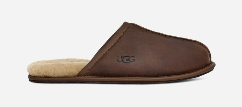 UGG® Men's Scuff Leather Sheepskin Slippers in Brown/, Size 15 | UGG (US)