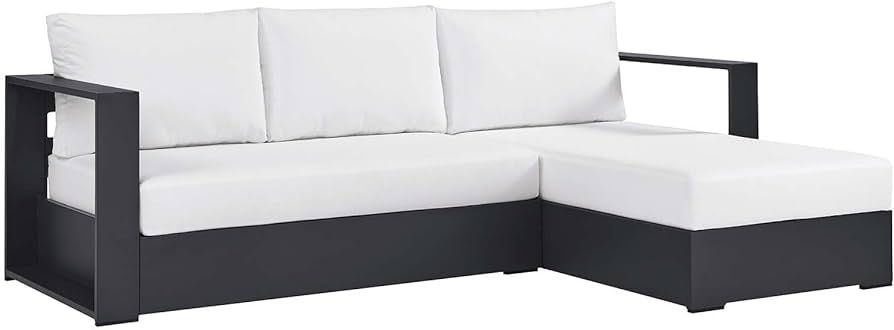Modway Tahoe Modular Aluminum 2-Piece Outdoor Patio Furniture Gray White, Right-Facing Sectional ... | Amazon (US)