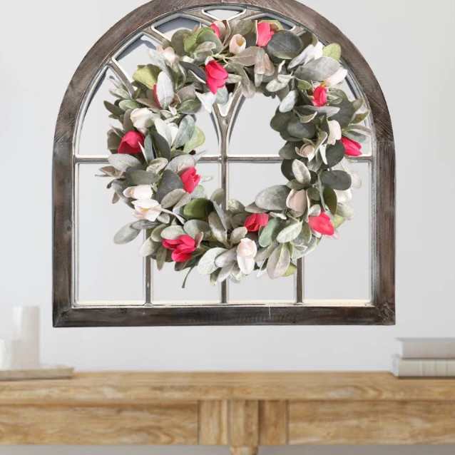 Pink Tulip and Lambs Ear Wreath | Journey Decor