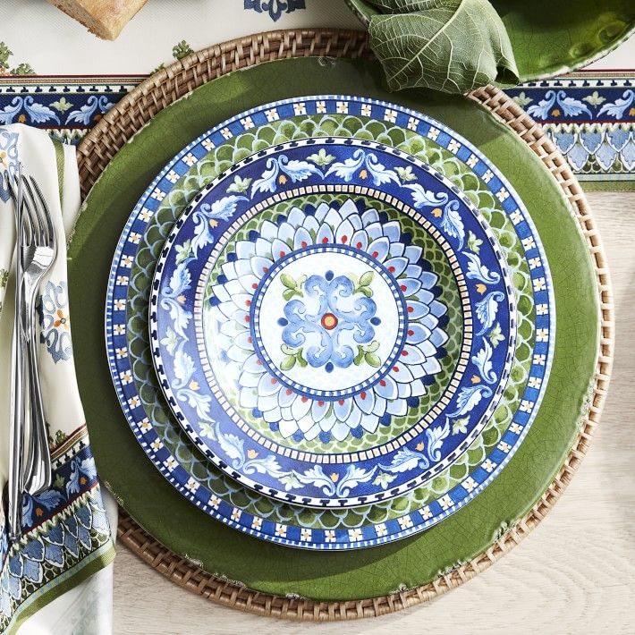 Sicily Ceramic Dinner Plates, Green | Williams-Sonoma