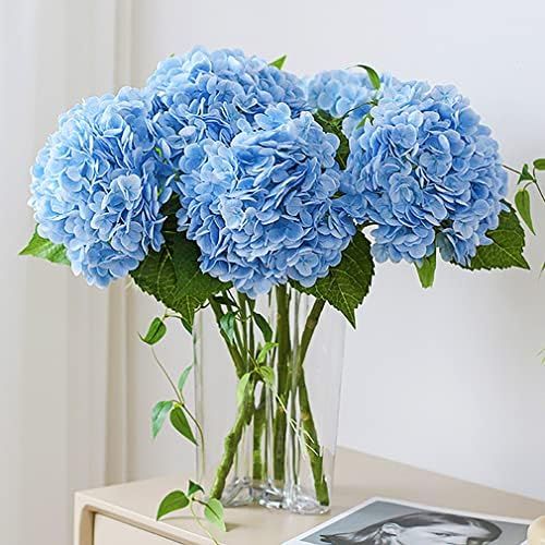 ZYTUYO Light Blue Real Touch Hydrangea Artificial Flowers 3pcs 21" Large Full Hydrangea Head with... | Amazon (US)