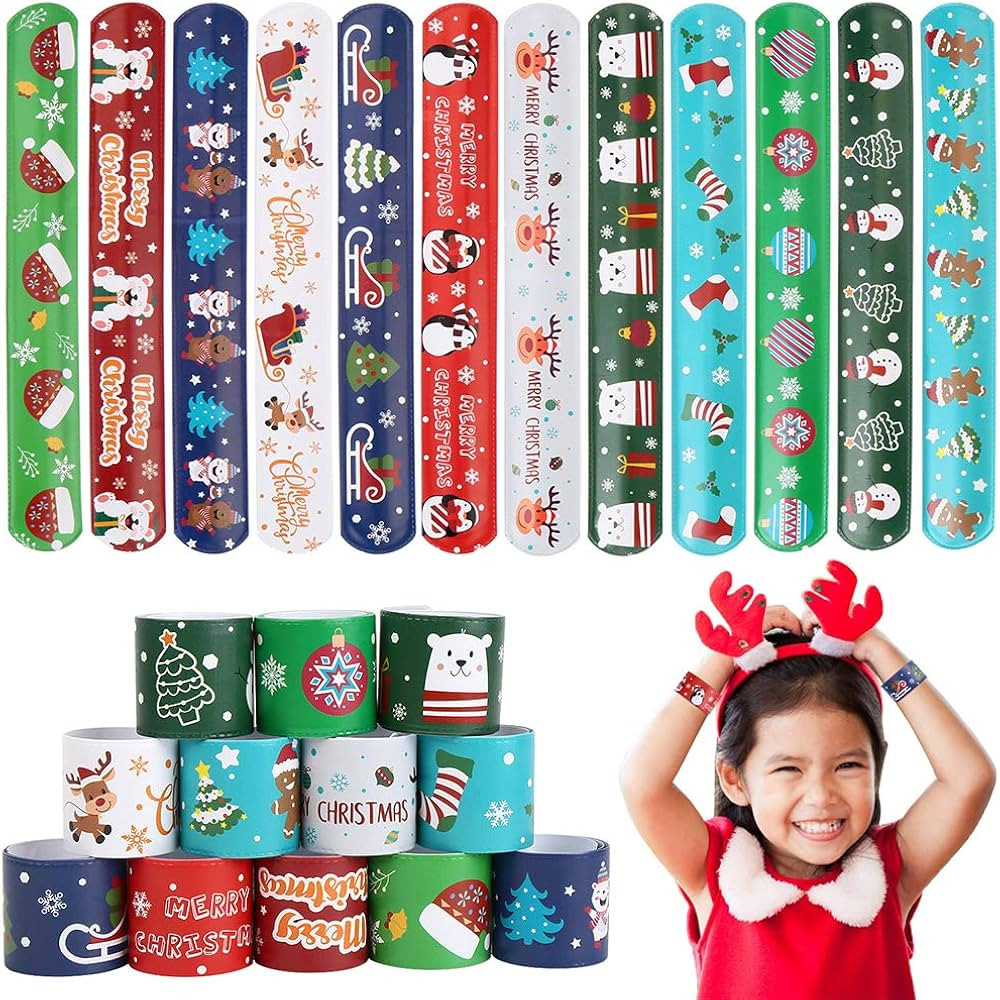 CCINEE Christmas Slap Bracelets,Xmas Slap Wristbands Snata Claus Reindeer for Christmas Party Gif... | Amazon (US)