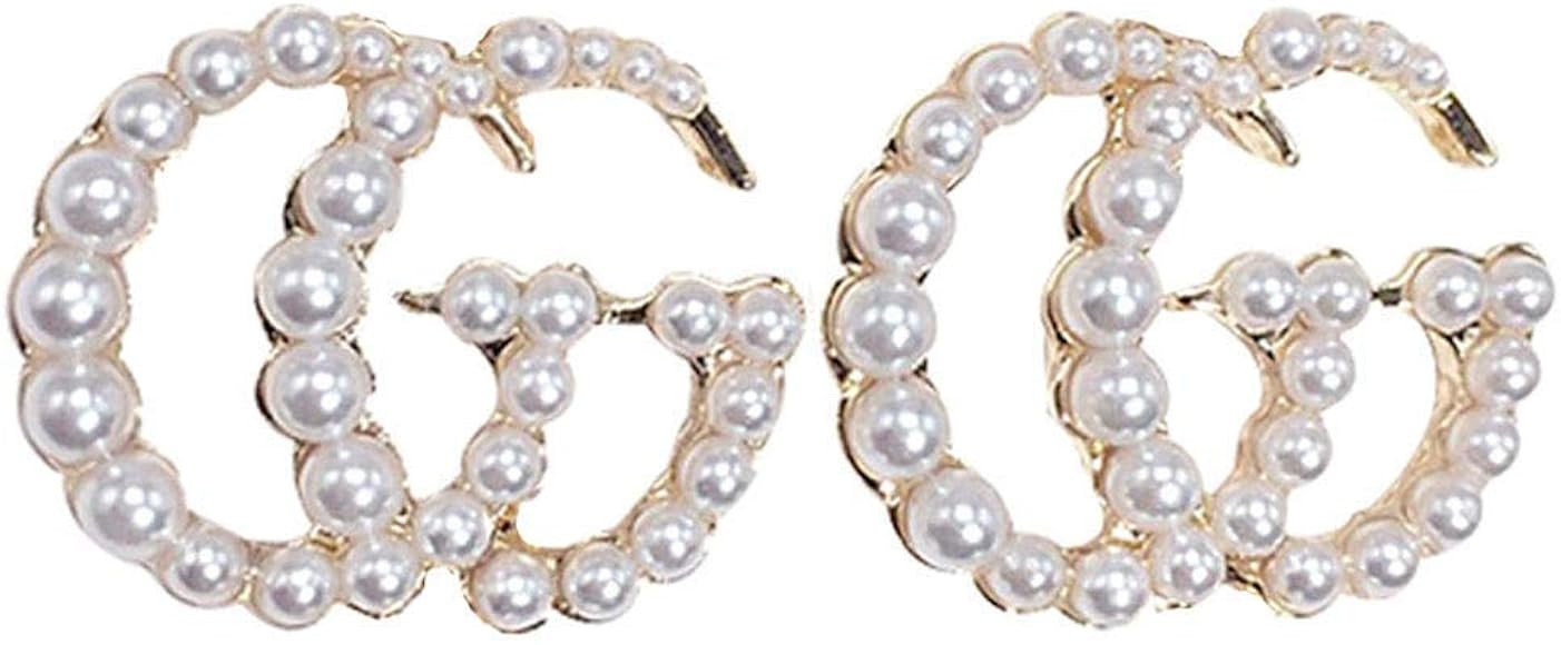 ROOYA Letter G Pearl Initial Stud Earrings Colorful Crystal Dangling Drop Statement Earrings for ... | Amazon (CA)