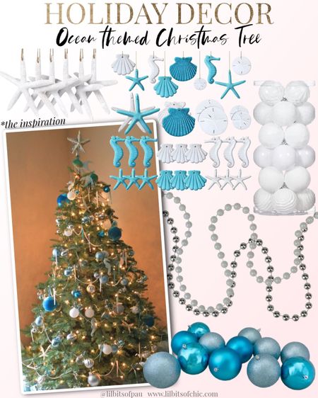 Holiday decor ocean theme, ocean themed Christmas tree, ocean ornaments 

#LTKHoliday #LTKunder100 #LTKhome