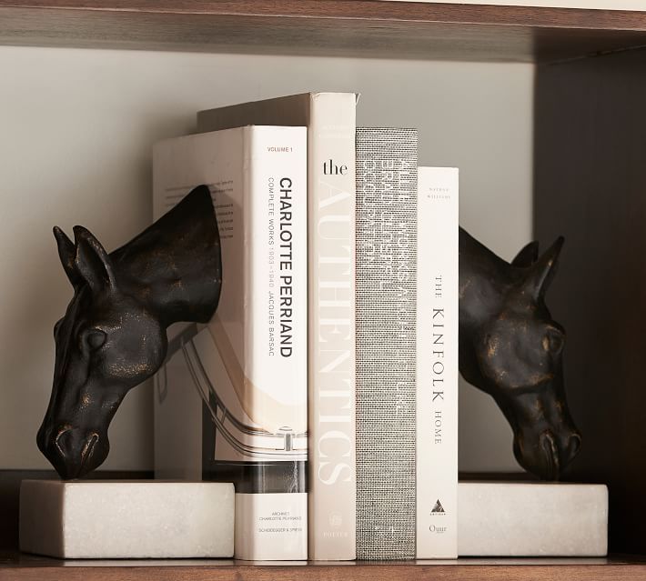 Bronze Horse & Marble Bookends | Pottery Barn | Pottery Barn (US)
