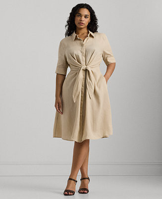 Lauren Ralph Lauren
          
        
  
      
          Plus Size Tie-Front Shirtdress
      ... | Macy's