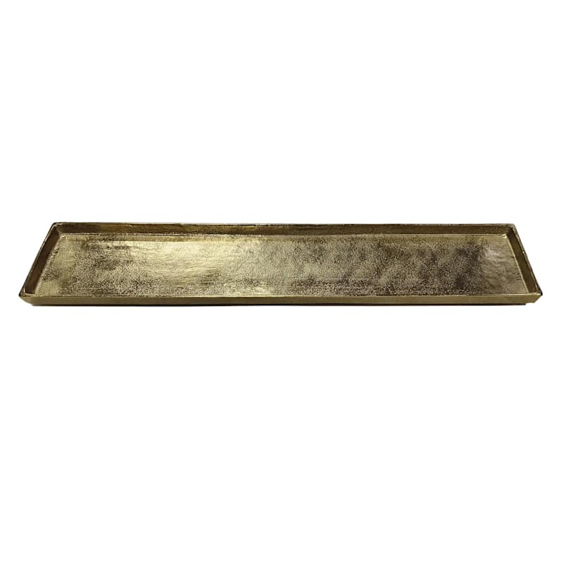 Gold Aluminum Cast Rectangular Tray, 31x7 | At Home
