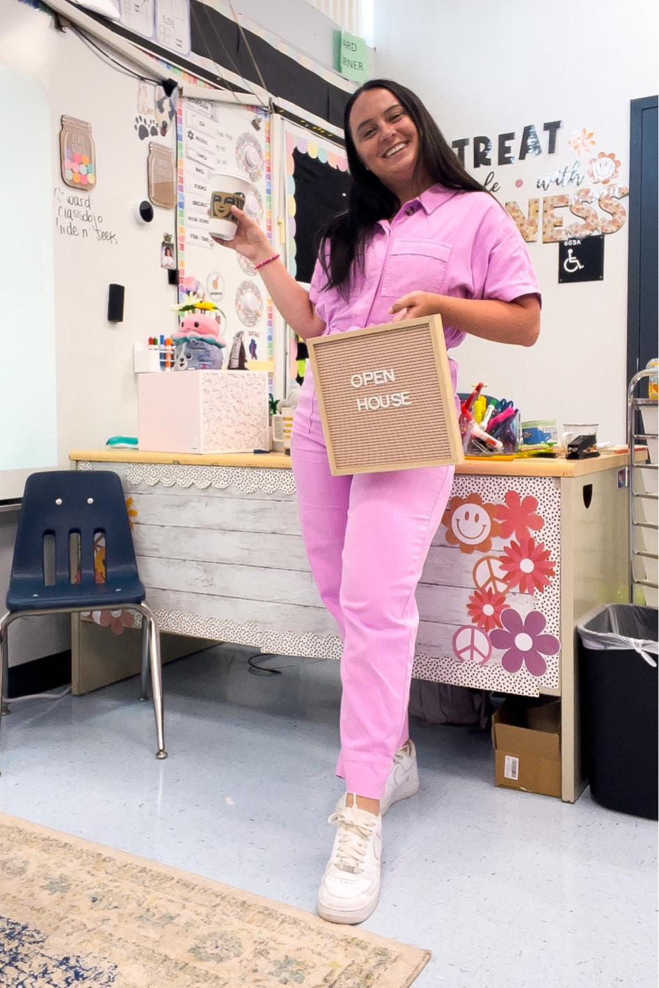 Teacher outfit pink jumpsuit !! #teacheroutfit #pinkjumpsuit #barbieinspired #teacherstyle