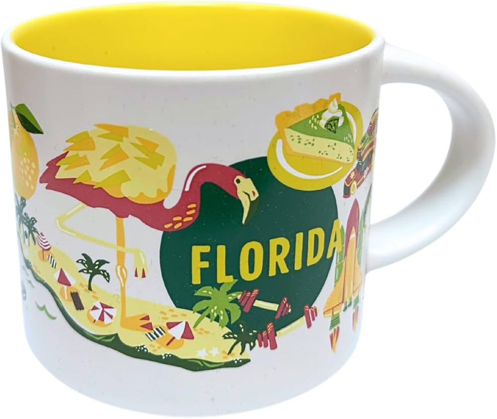 Starbucks Discovery Series Florida Ceramic Coffee Mug, 14oz, White and Yellow | Amazon (US)