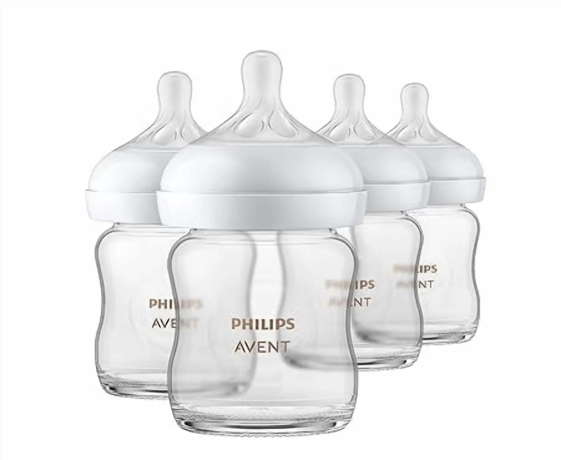 Philips AVENT Glass Natural Baby Bottle with Natural Response Nipple, Clear, 4oz, 4pk | Walmart (US)