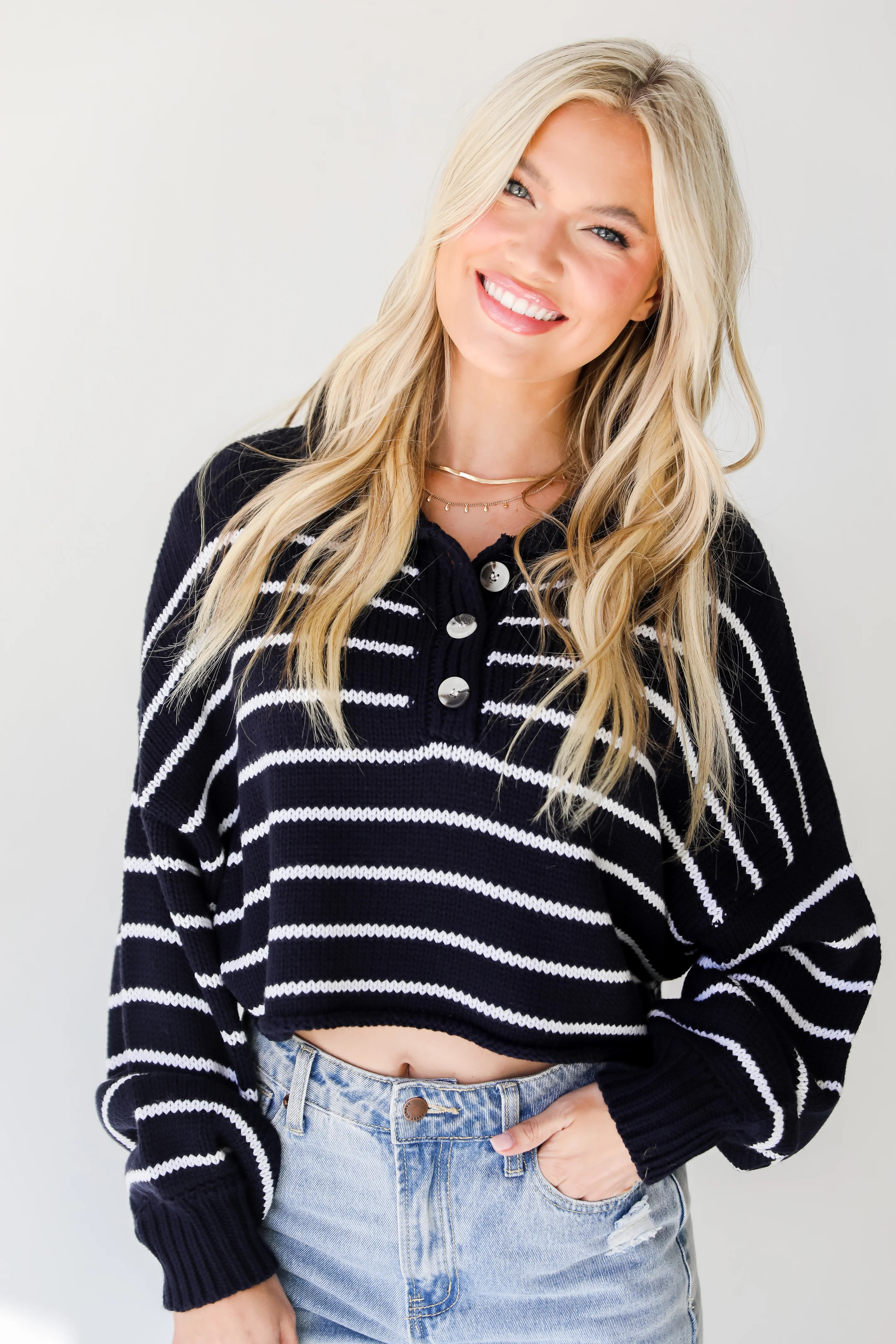 FINAL SALE - Just Your Stripe Cropped Sweater | Dress Up