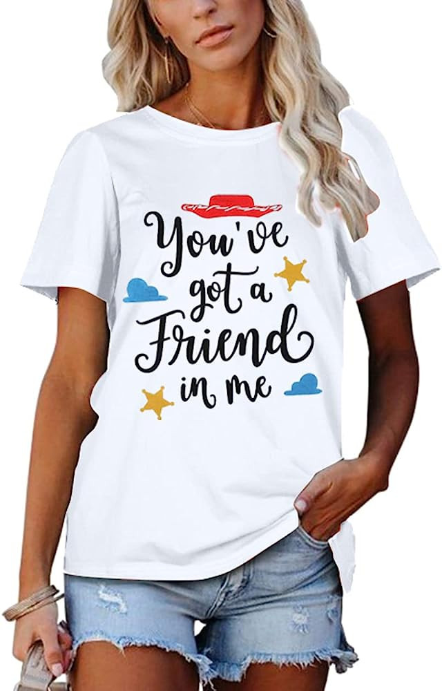 SUPEYA Youve Got A Friend in Me T-Shirt for Women Funny Letter Print Shirt Cute Graphic Short Sle... | Amazon (US)