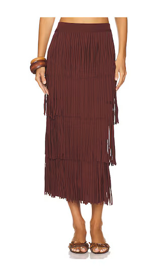 Za Za Knit Fringe Skirt in Chocolate Brown | Revolve Clothing (Global)
