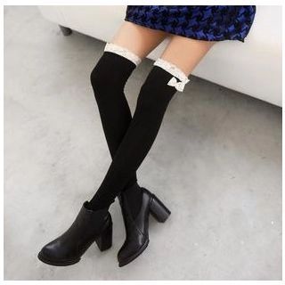 Bow-Accent Lace Panel Socks | YesStyle Global