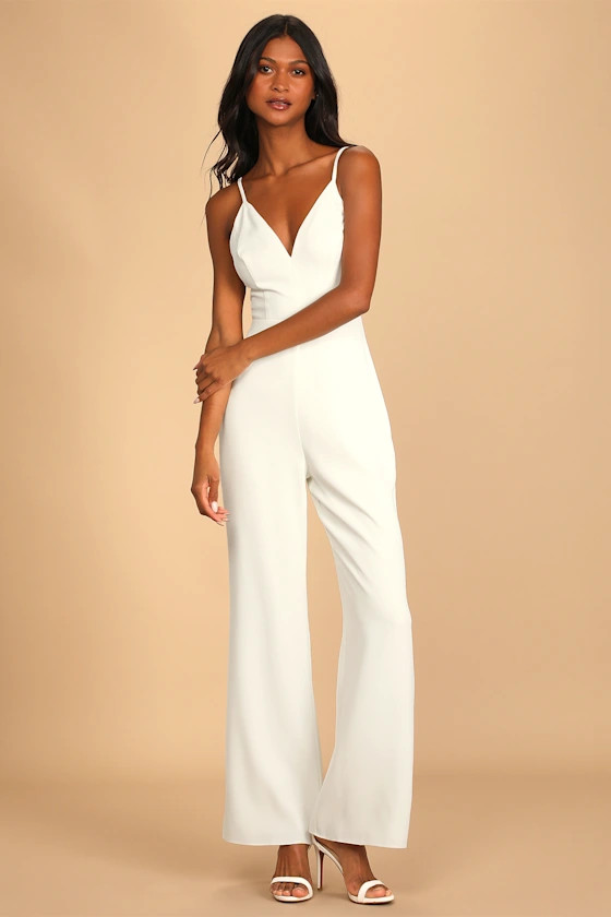 Follow My Heart Ivory Lace Sleeveless Wide-Leg Jumpsuit | Lulus (US)