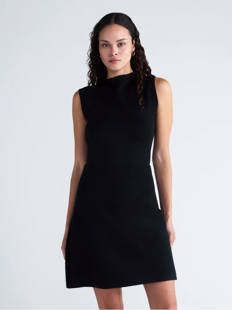 Scoop Women\u2019s and Women's Sleeveless Mock Neck Mini Dress, Sizes XS-4X | Walmart (US)
