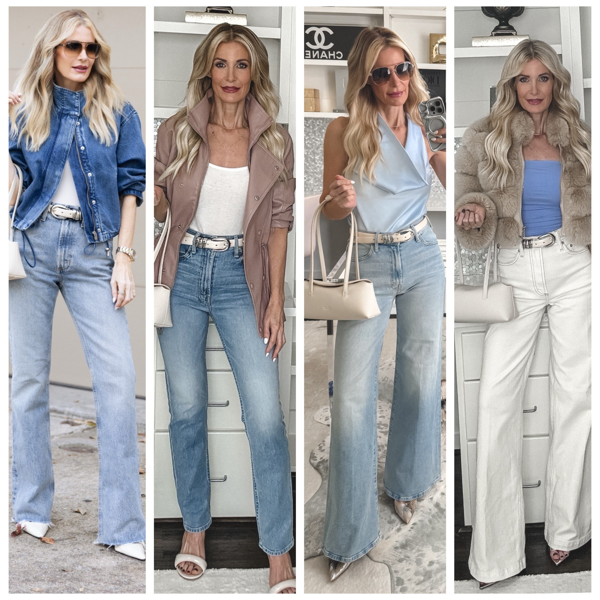 At 52, these are the five pairs of jeans I swear by — the ones that make me feel tall, slim, modern, and confident every single time.

1️⃣ AGOLDE Lena High-Waisted Flare
Floor-skimming hemline + high waist = the ultimate formula for looking taller and leaner. These run true to size (I’m wearing a 24) and give you that long, leggy silhouette we all love.

2️⃣ Mother Light Wash Riders
A high-waisted slim straight that is SO incredibly flattering. The light wash feels fresh for spring, and the fit is perfection (24 in these).

3️⃣ Mother Wide Leg Light Wash
As comfortable as they are slimming. This ultra-light wash pairs beautifully with all those soft spring colors, and the shape gives you that effortless, elongating vibe.

4️⃣ Pistola Wide Leg Ivory Jeans
An ivory jean is a spring must. The high waist and floor-grazing hem make these insanely flattering. Wearing a 24 — and yes, they’re that good.

5️⃣ DL1961 Flares
Cropped just enough to show off your favorite heels — but not so cropped they cut off your legs. Literally the perfect length.

The common denominator? High waist + strategic hemline. That’s the magic formula for denim over 50 that feels elevated, not aging.

Tell me — are you team flare, straight, or wide leg? 



#LTKgrwm #LTKootd #LTKOver40