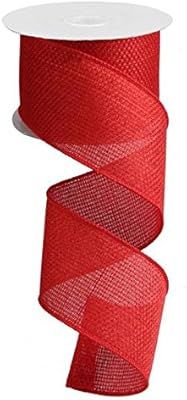 Red Solid Wired Edge Ribbon Cross Royal Burlap 2.5 Inch  x 10 yards : RG121224 | Amazon (US)