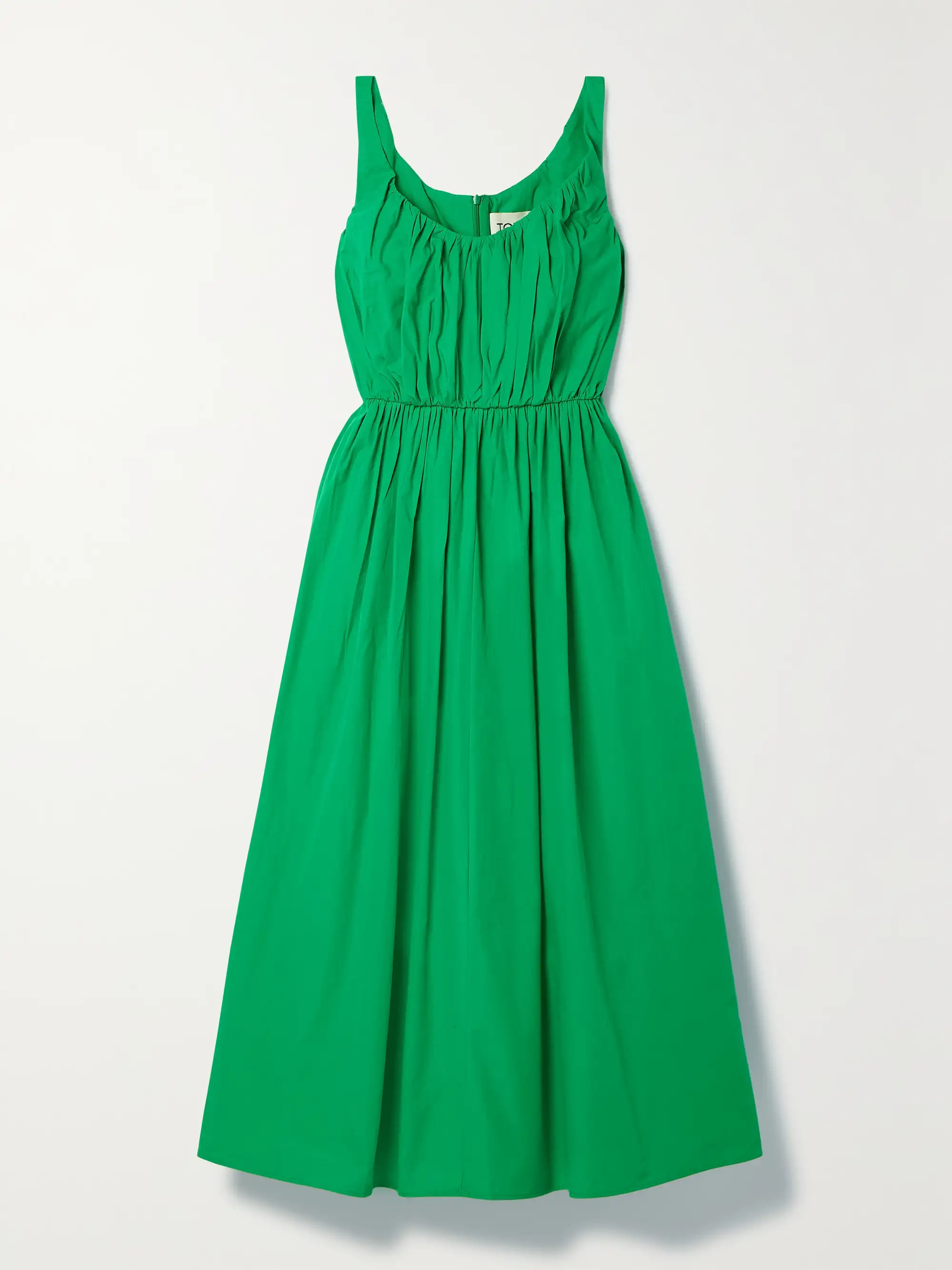 Green Juliane gathered organic cotton-poplin midi dress | TOVE | NET-A-PORTER | NET-A-PORTER (US)