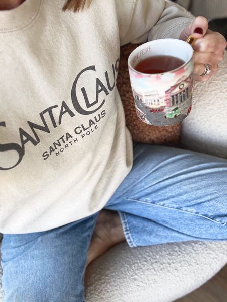 Santa Claus. I know him! 🎅🏻 Wearing a medium! Holiday in the City Rome mug sold out ☕️ but others still available! Randy and will be traveling to Venice and Rome soon. We would rather travel than have gifts for birthdays, anniversaries, any opportunity to celebrate, really. Travel is our love language ❤️🤍

#LTKGiftGuide #LTKHoliday #LTKSeasonal