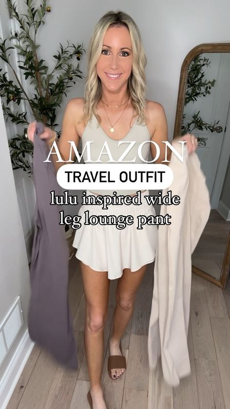 Amazon Travel Outfit // Lulu Inspired Wide Leg Lounge Pant. What I’m wearing to the airport later this week! ✈️

🚨My pants + coatigan are on sale! These items come in lots of colors and are look-for-less options! Wearing xs in everything! Fit tts! I’m 5’7” for reference!

What to wear, how to style, airport outfit, travel outfit, casual style, casual outfit, platform sneakers, travel style, travel ootd, basic tank, spring outfit ideas, comfy chic outfit, Amazon outfit, Amazon must haves, athleisure style, comfy style, mom outfit, neutral sneakers, easy outfit, classic style, neutral luggage, affordable fashion 

#LTKtravel #LTKActive #LTKsalealert