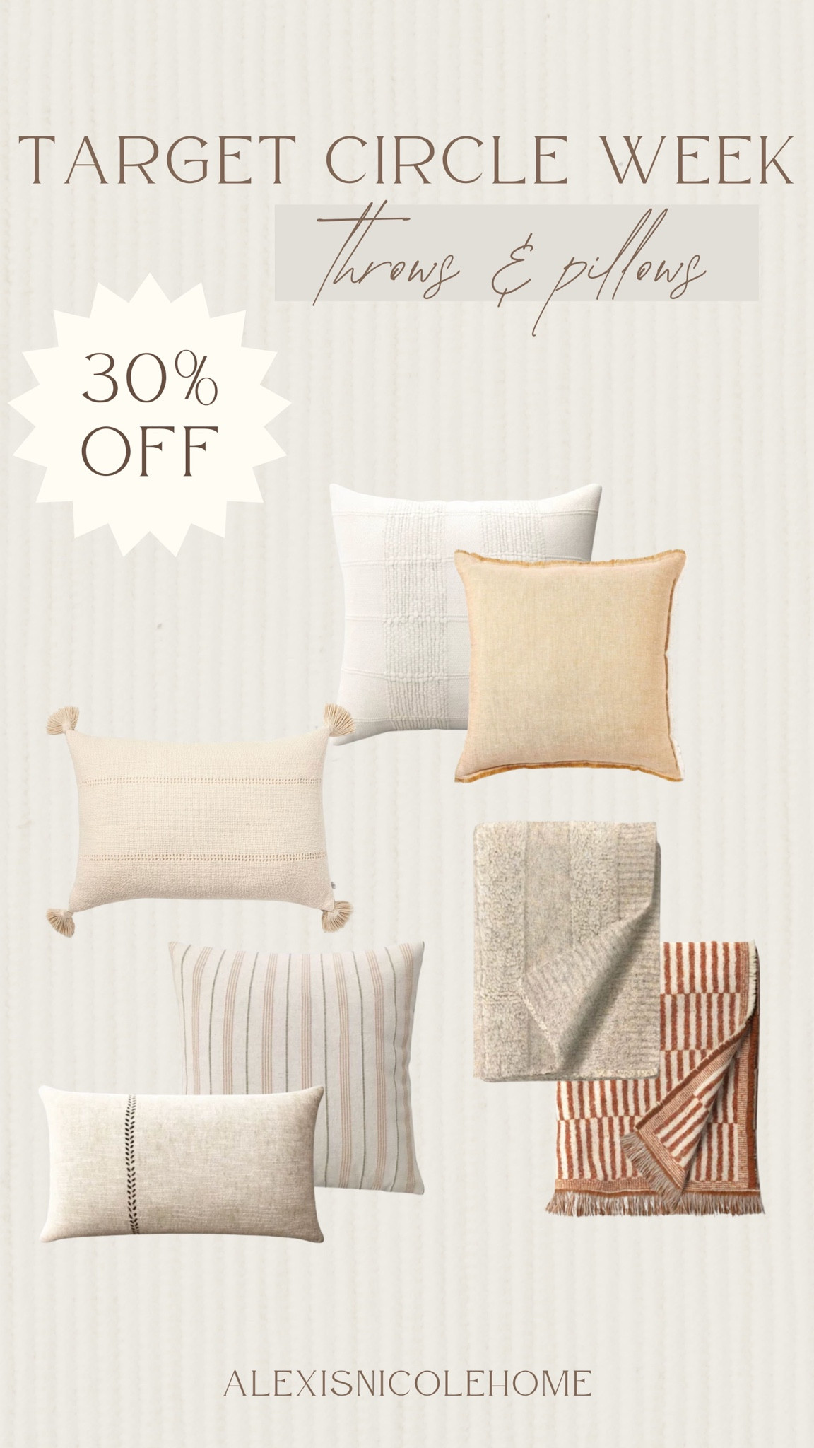30% off throws & pillows for target circle week! #LTKxTarget

#LTKFindsUnder50 #LTKHome