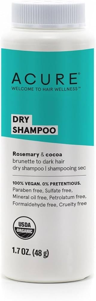 Acure Dry Shampoo - Brunette to Dark Hair - Powder Hair Care for Brunette - Refresh Treated Color... | Amazon (US)