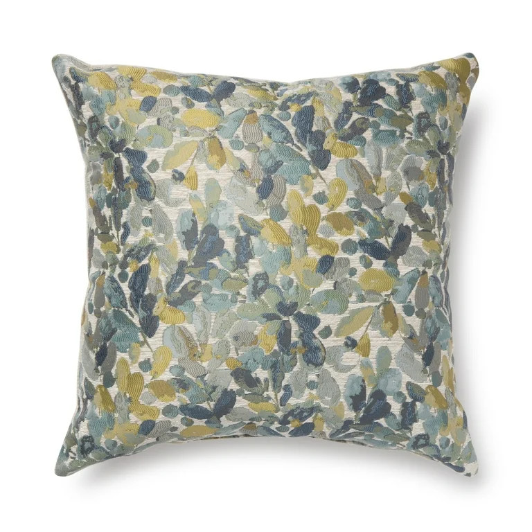 Better Homes & Gardens Botanical Decorative Square Pillow, 20" x 20", Blue | Walmart (US)