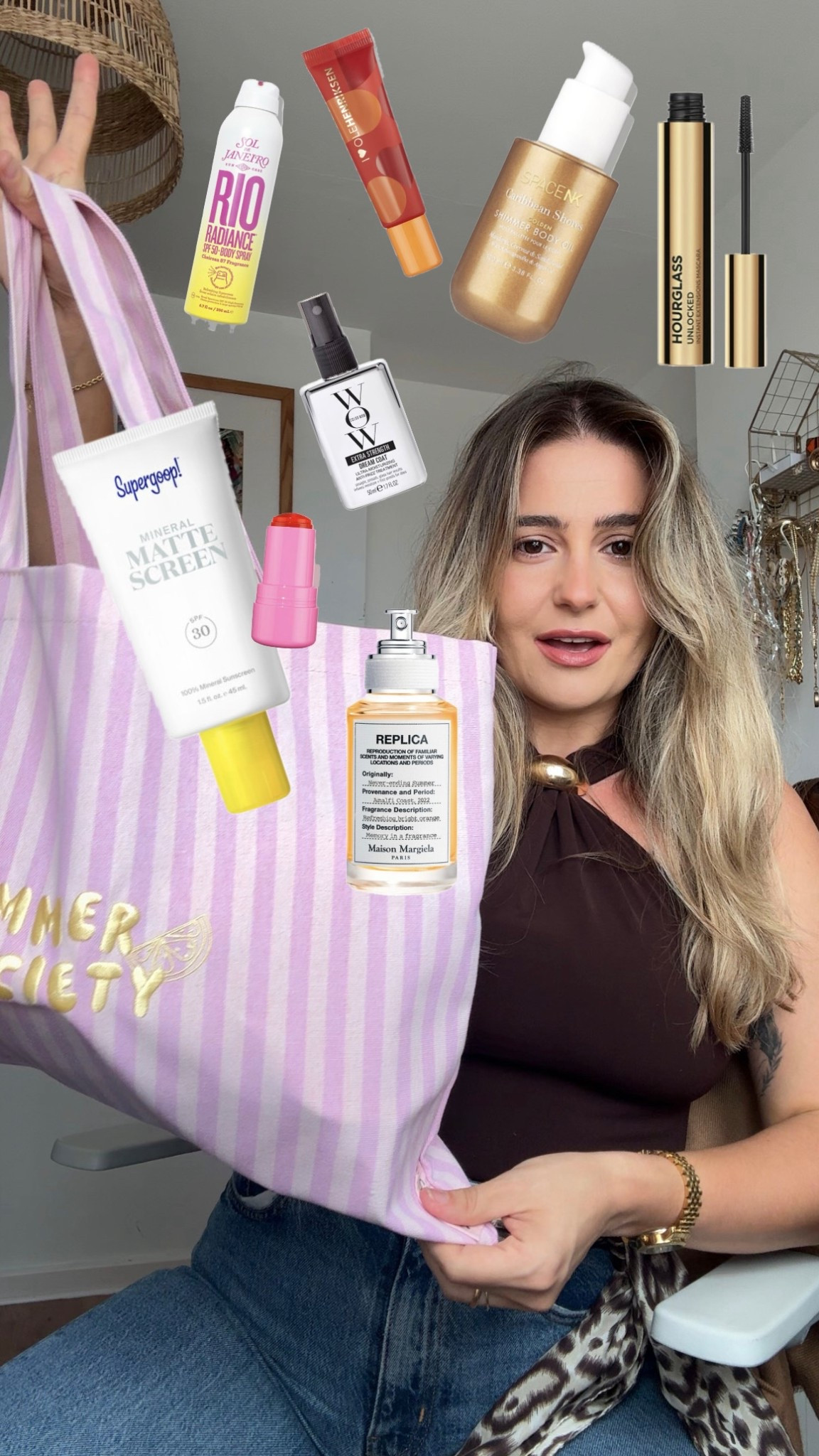 Obsessed with all these goodies. Body serum moisturiser @naturiumskin (I got one of their big bottles of glycolic acid body wash last September and I am nearly at the end, it's lasted so well. This is a good clean brand)
SPF 50 radiance spray @soldejaneiro my skin was GLOWING and smells divine
Suncream primer @supergoop I already use this brand and love. This product made my pores look smaller when I applied, what a winner Dream coat @colorwowhair I used this on my wedding day highly recommend
Hourglass brown mascara @hourglasscosmetics great wand and packaging and gave me great lenght
Body oil @spacenk doesn't feel sticky and smells phenomenal
Lip @olehenriksen in spritz I didn't try it in the video but l've been using it last couple of days. Smells so good and makes my lips look so plump and hydrated
Jelly lip & cheek @milkmakeup in colour spritz long lasting but looks very natural. Buildable coverage
Never Ending summer @maisonmargielafragrances I can be quite specific about fragrances so I was nervous to try this but I think I might have found my summer scent!

Do you like this style of videos? I get asked about hair and makeup

#LTKsummer #LTKluxury #LTKbeauty