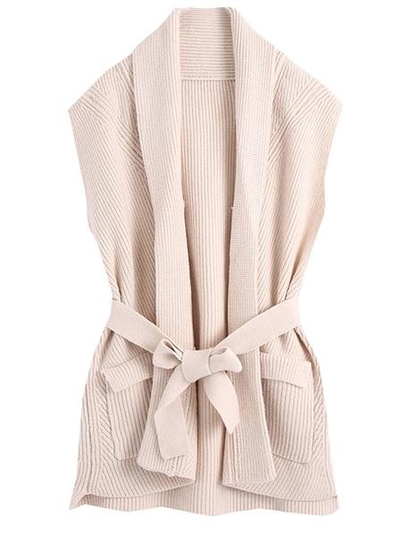 'Cora' Cream Knitted Vest with Waist Tie | Goodnight Macaroon