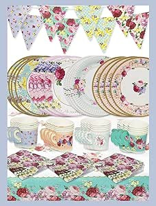 Talking Tables Floral Afternoon Tea Party Decorations for 16 Guests Disposable Tableware Set Pret... | Amazon (US)