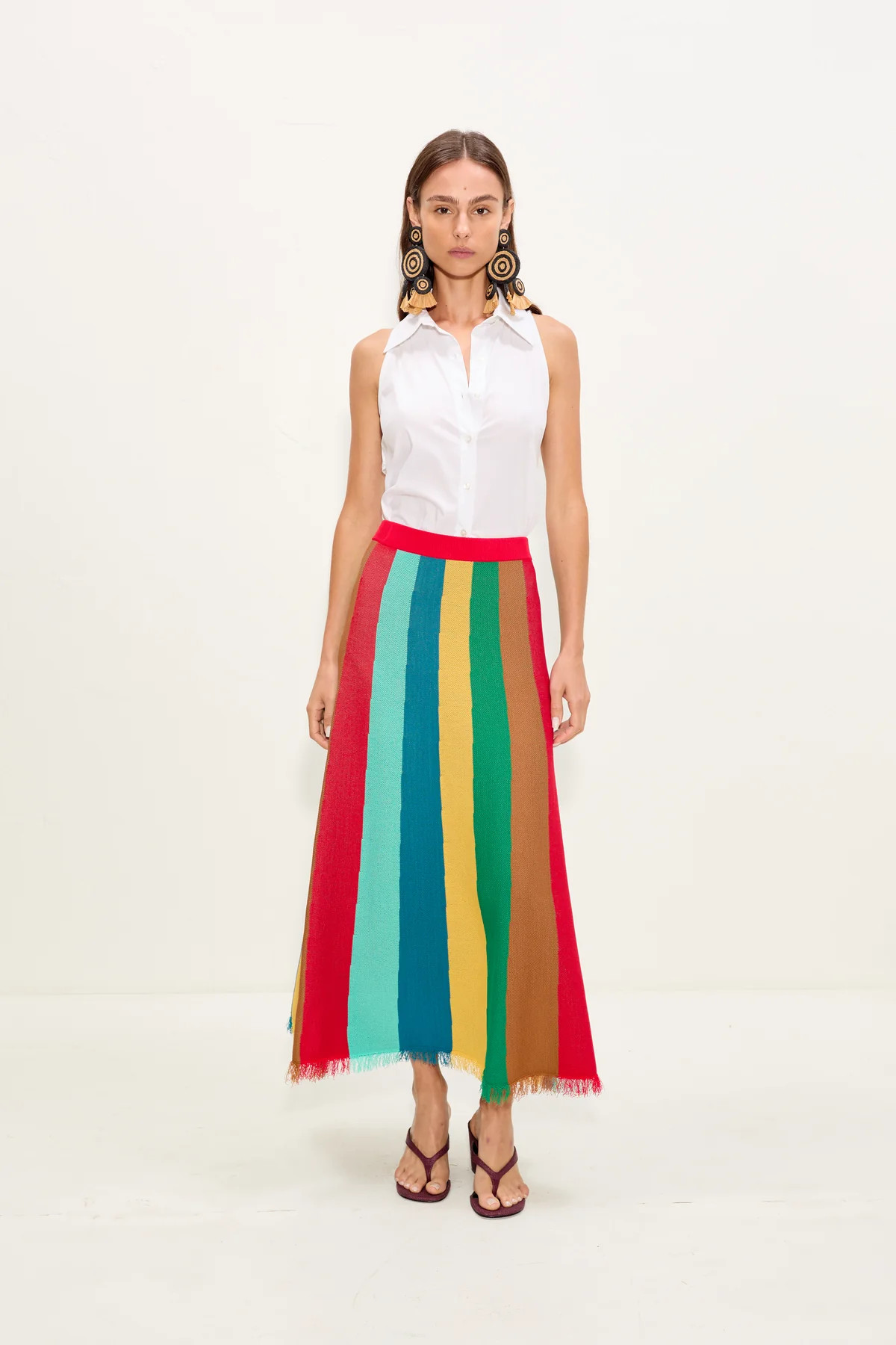 Alita Knit Skirt In Vibrant Multi Stripe | Simon Miller