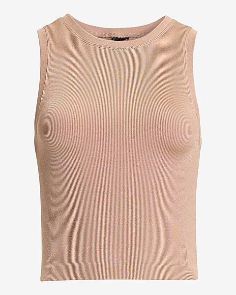 Body Contour Seamless Ribbed High Neck Cropped Tank | Express