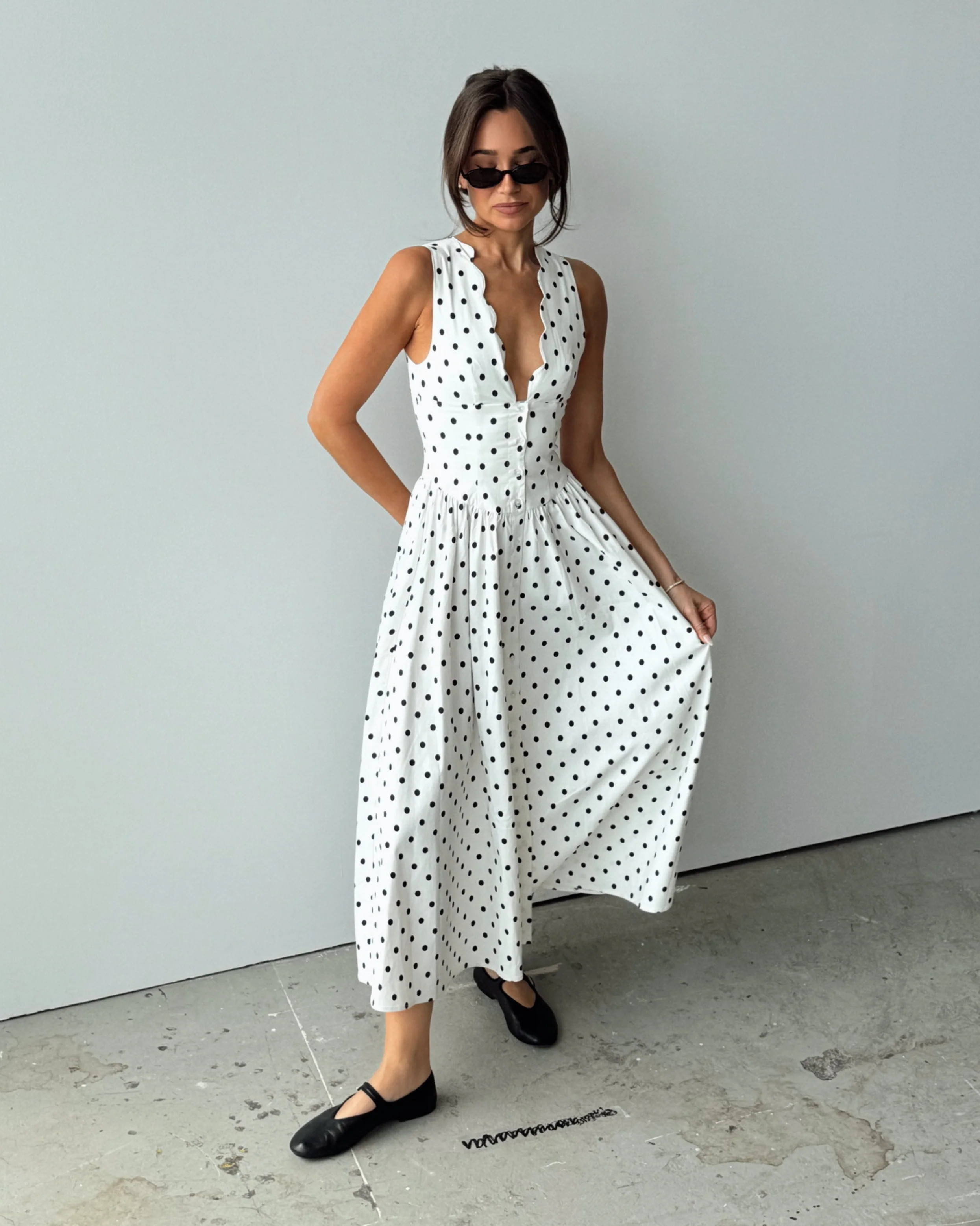 Button Front Scallop Dress | We Wore What