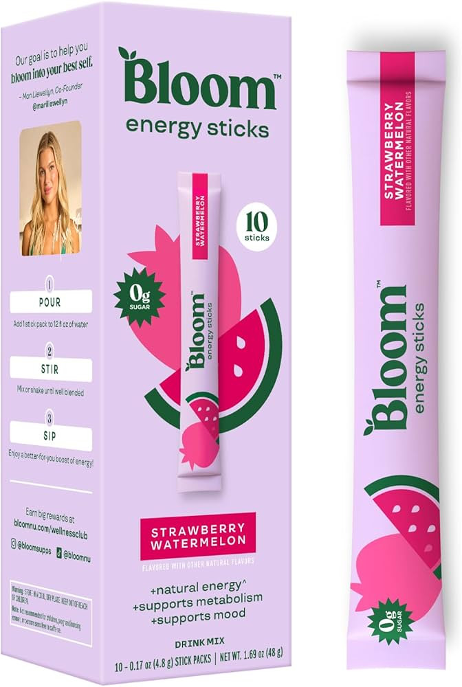 Bloom Nutrition Energy Drink Powder Packets, Sugar Free Energy Drink Mix with L-Theanine, B Vitam... | Amazon (US)