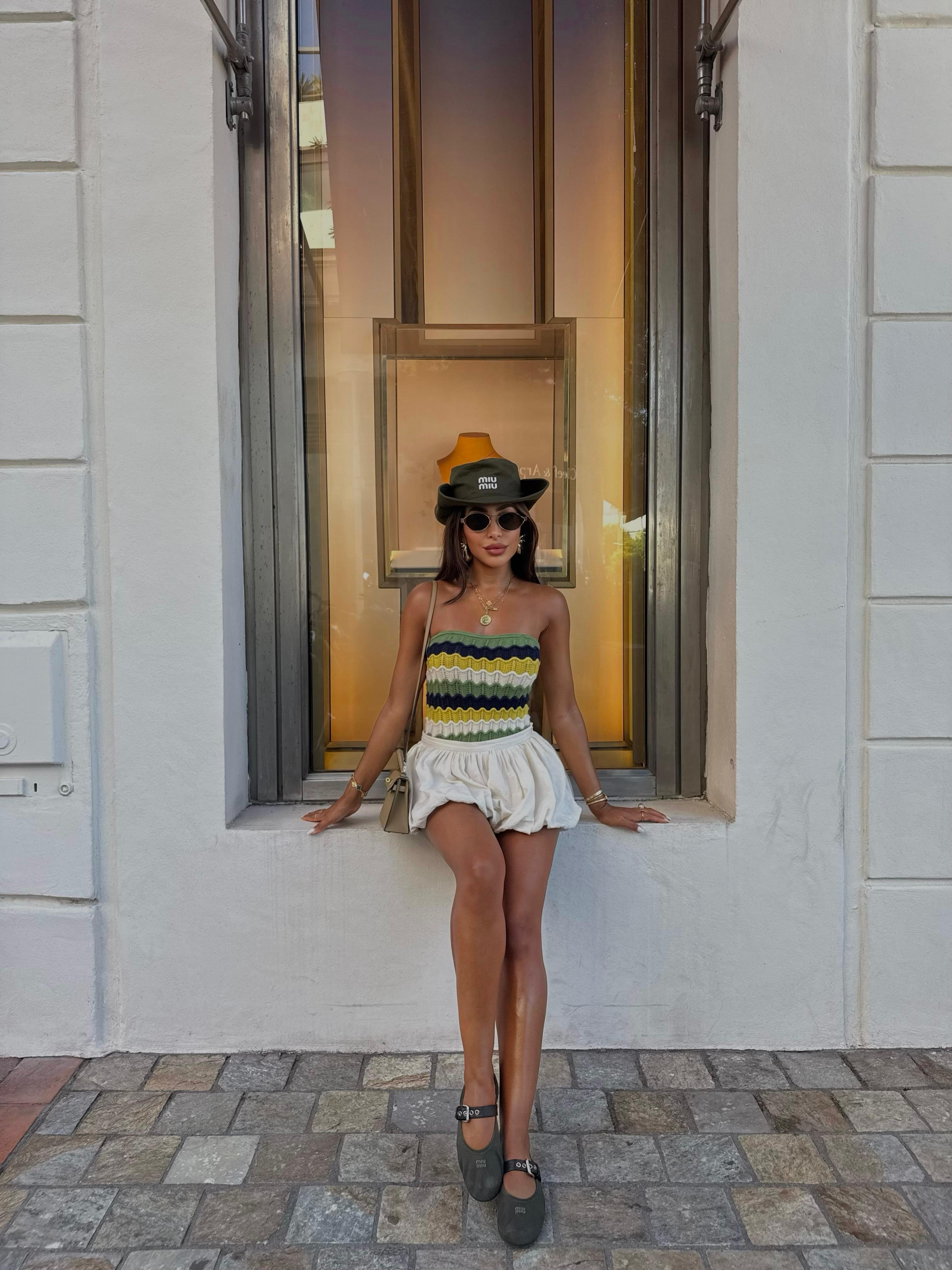 Top, Mini Skirt, Ballet Flats, H&M, Miu Miu, Revolve Clothing 

 #LTKuk #LTKsummer