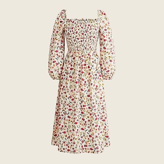 Smocked puff-sleeve dress in vintage floral | J.Crew US