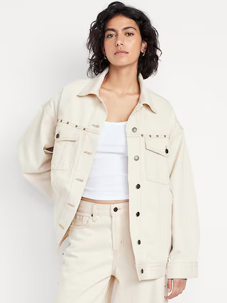 Oversized Studded Jean Jacket | Old Navy (US)