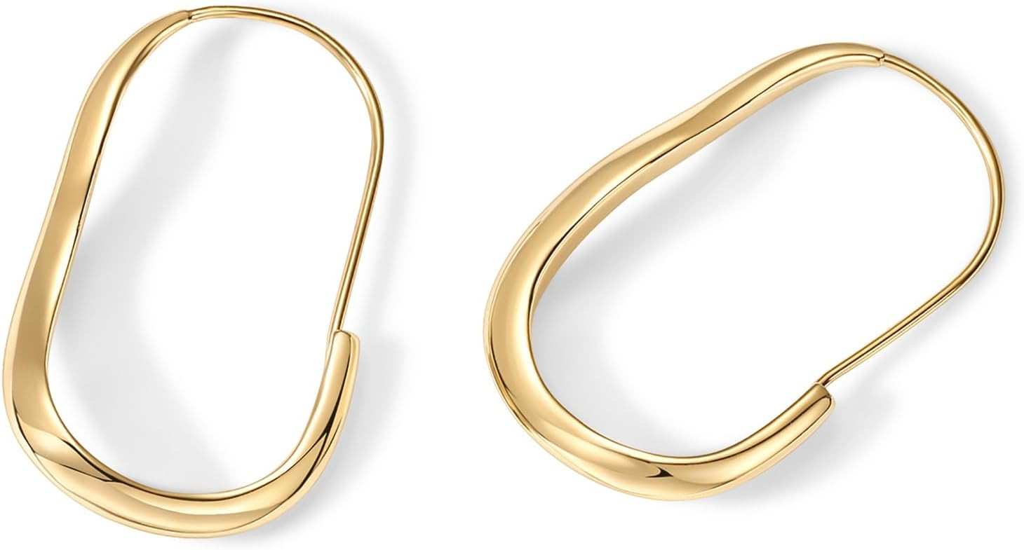 PAVOI 14K Gold Plated Sterling Silver Posts Wavy Infinity Hoops | Lightweight Twisted Earrings | ... | Amazon (US)