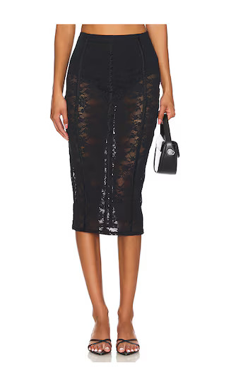 Le Stretch Lace Pencil Skirt in Black | Revolve Clothing (Global)