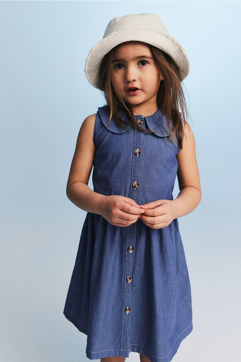 Sleeveless Shirt Dress - Dark blue - Kids | H&M US | H&M (US + CA)