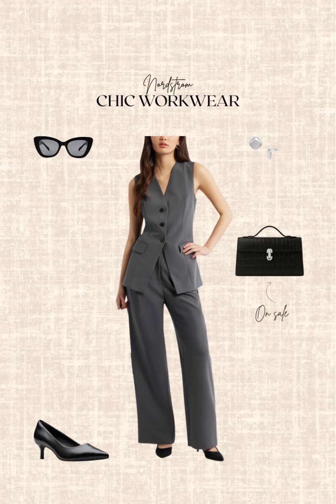 Nordstrom Chic Workwear! 

Vest, pants, bag, sunglasses, earrings, heels 

#LTKSeasonal #LTKWorkwear #LTKootd