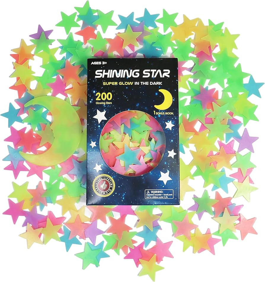 Glow in The Dark Stars Stickers for Ceiling, Adhesive 200pcs 3D Glowing Stars and Moon for Kids B... | Amazon (US)