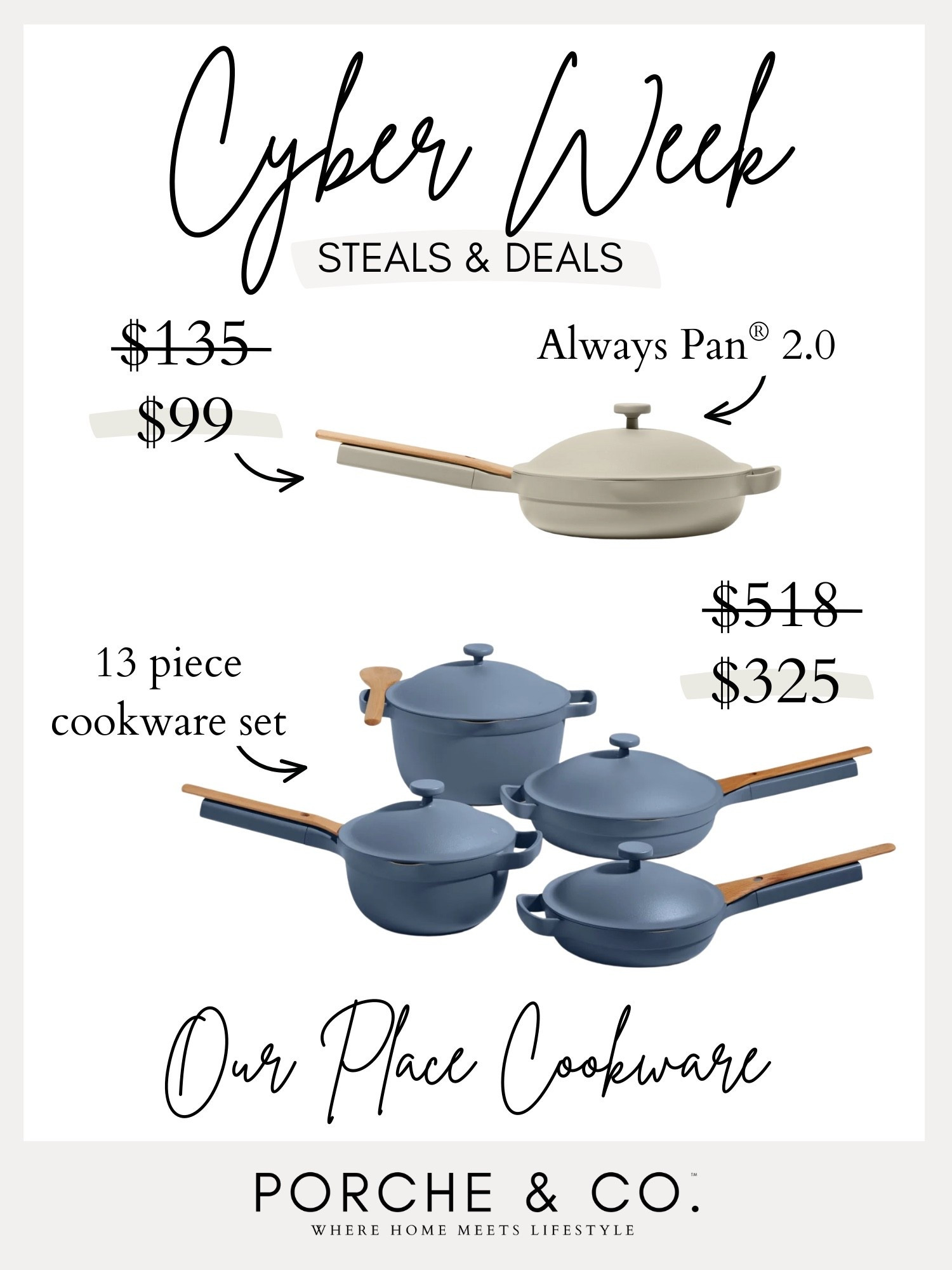 ✨ CYBER WEEK KITCHEN DEALS ✨
Two of the BEST Black Friday + Cyber Monday markdowns from Our Place are live! The Always Pan® 2.0 is down to $99, and the 13-piece cookware set is majorly discounted. Such a good time to upgrade your everyday kitchen essentials or grab a set as a Christmas gift for someone who loves to cook.

Their pieces heat evenly, clean easily, and look beautiful sitting out on your stovetop — perfect for holiday hosting, weeknight cooking, or creating a more streamlined kitchen setup.

If you’re shopping Cyber Week cookware deals, this is one of the top picks to snag before it sells out.

Cyber Week Cookware Sale • Black Friday Kitchen Deals • Cyber Monday Home Essentials • Non-Toxic Cookware • Our Place Always Pan • Holiday Hosting Essentials • Gift Ideas for Cooks

#cyberweek #cyberweeksale #cyberweekdeals #blackfriday #blackfridaysale #blackfridaydeals #cybermonday #cybermondaysale #cybermondaydeals #cookware #kitchendeals #ourplace #alwayspan #holidaygifts #ltkhome #ltkholiday #porcheandco

#LTKGiftGuide #LTKfoodie #LTKCyberWeek