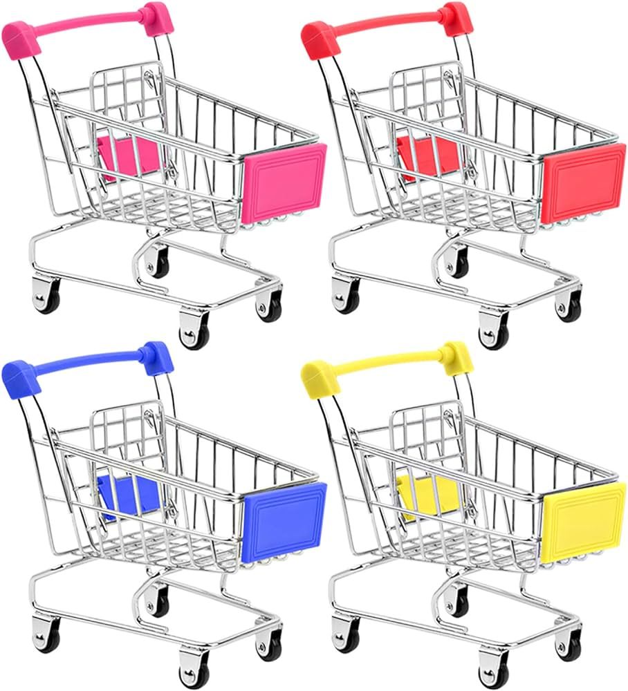 HNYYZL Bestsupplier Mini Supermarket Handcart, 4 Pcs Mini Metal Shopping Utility Cart Mode Storag... | Amazon (US)