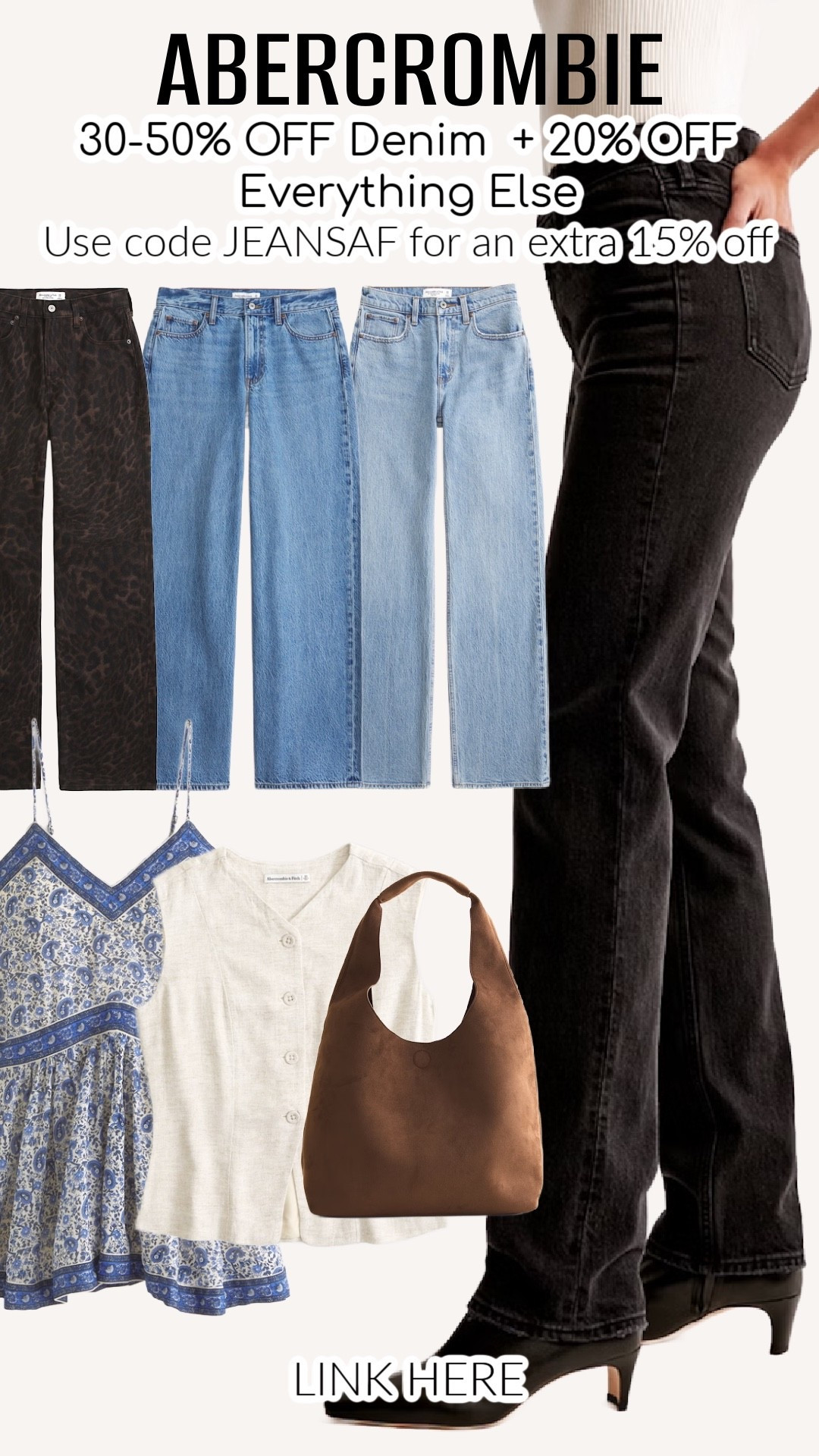 All denim is 30-50% off right now at Abercrombie + everything else is 20% off! Such a good deal… run don’t walk🏃🏽‍♀️🙌🏼
  

Use code AFJEANS for an extra 15% off!!!