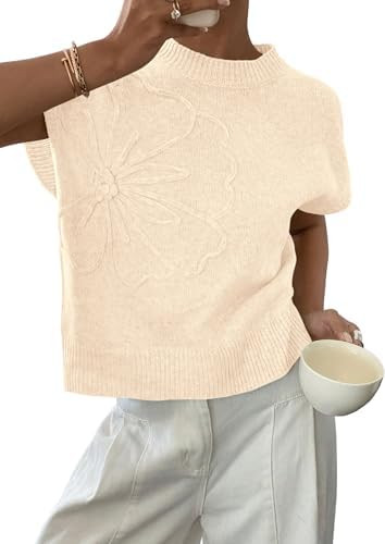 PRETTYGARDEN Women's 2026 Spring Sweater Vest Trendy Flower Knit Short Sleeve Cute Pullover Tank ... | Amazon (US)