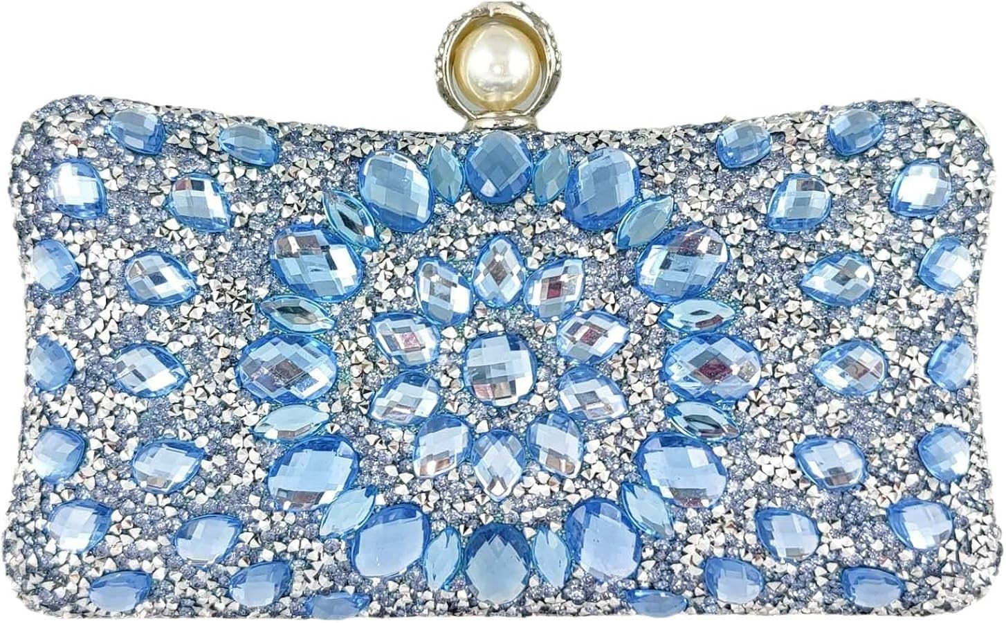 Boutique De FGG Pearl Clasp Crystal Clutch Purses for Women's Evening Handbags Wedding Party Rhin... | Amazon (US)